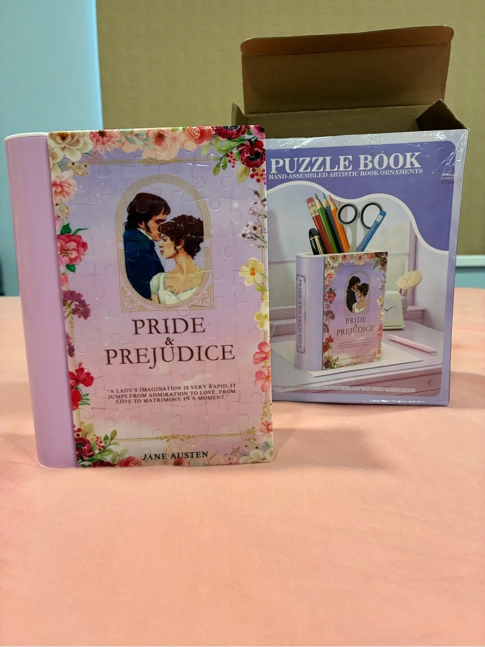 Pride & Prejudice Puzzle Book Pencil Case - Pink Floral